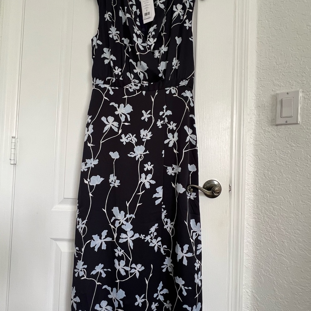 Equipment Blue and White Cowl Neck Maxi Dress